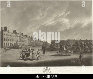 Vue de Grosvenor Square à Londres, Robert Pollard (I), après Edward Dayes, 1789, imprimerie: Robert Pollard (I), (mentionné sur objet), imprimerie: Robert Dodd, (mentionné sur objet), dessinateur intermédiaire: Edward Dayes, (mentionné sur objet), Londres, Jul-1789, papier, gravure, h 437 mm × l 552 mm Banque D'Images