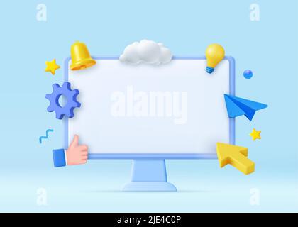 3D ordinateur de bureau factice. Illustration de Vecteur