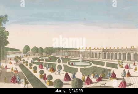 Vue du Grand Trianon dans le jardin de Versailles, anonyme, 1700 - 1799, éditeur: Anonyme, imprimerie: Anonyme, 1700 - 1799, papier, gravure, pinceau, h 288 mm × l 420 mm Banque D'Images