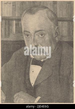 Portrait d'un inconnu, Ferdinand Hart Nibbrig, 1876 - 1915, l'homme a une moustache. En arrière-plan une bibliothèque., imprimerie: Ferdinand Hart Nibbrig, (mentionné sur l'objet), 1876 - 1915, papier, h 423 mm - l 297 mm Banque D'Images