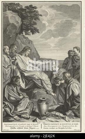 Christ apparaît à la mer de Galilée, Jacob Folkema, après Charles le Brun, 1702 - 1767, Christ apparaît à sept de ses disciples à la mer de Galilée. Représentation biblique du 21 Jn. Avec le titre de la représentation dans la marge dans les six langues., imprimerie: Jacob Folkema, (mentionné sur l'objet), après: Charles le Brun, (mentionné sur l'objet), 1702 - 1767, papier, gravure, gravure, h 362 mm × l 232 mm Banque D'Images