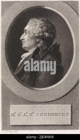 Portrait du philosophe français Marie Jean Antoine Nicolas de Caritat, marquis de Condorcet, imprimerie : Ludwig Gottlieb Portman, (mentionné sur l'objet), Amsterdam, 1804, papier, gravure, h 187 mm × l 111 mm Banque D'Images