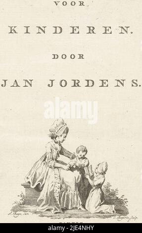 Une fille lit à sa mère et à son petit frère à partir d'un livre, page de titre: Jan Jordens, pour les enfants. Amsterdam, 1782, imprimerie: Cornelis Bogerts, (mentionné sur l'objet), Jacobus Buys, (mentionné sur l'objet), éditeur: Willem Holtrop, (Mentionné sur l'objet), Amsterdam, 1782, papier, gravure, h 160 mm - l 103 mm Banque D'Images