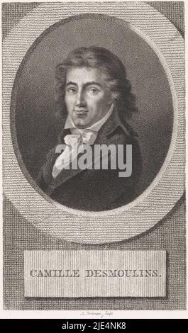 Portrait de l'écrivain et homme politique français Camille Desmoulins, imprimeur: Ludwig Gottlieb Portman, (mentionné sur l'objet), Amsterdam, 1804, papier, gravure, h 229 mm × l 150 mm Banque D'Images