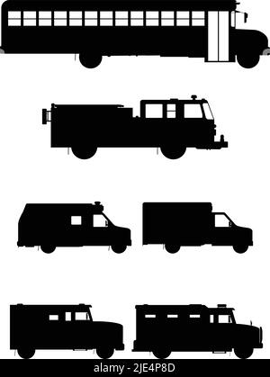 Illustration de la silhouette de machines spéciales sur fond blanc Illustration de Vecteur