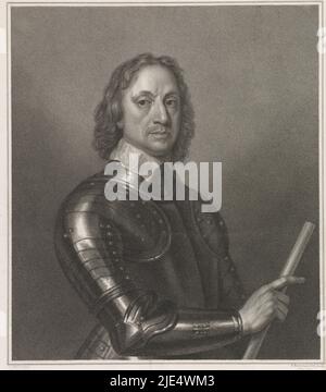 Portrait d'Oliver Cromwell dans le harnais. Nom en marge inférieure, Portrait d'Oliver Cromwell., imprimeur: Francesco Bartolozzi, (mentionné sur l'objet), après: Robert Walker, (mentionné sur l'objet), éditeur: H.W. Mortimer, (mentionné sur l'objet), Londres, 1-Nov-1802, papier, gravure, h 455 mm × l 360 mm Banque D'Images