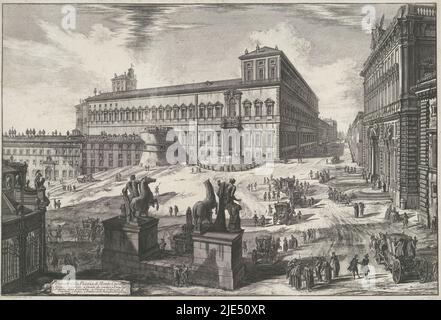 Vue sur la Piazza del Quirinale sur la colline du Quirinal à Rome avec le Palazzo del Quirinale et la Fontana di Monte Cavallo (fontaine avec Castor et Pollux). Titre et liste explicative des numéros en bas à gauche, Piazza del Quirinale à Rome Veduta della Piazza di Monte Cavallo, Vedute di Roma disegnate ed incise da Giambattista Piranesi Architetto VE(nez)iano (série titre)., imprimeur: Giovanni Battista Piranesi, (mentionné sur l'objet), Giovanni Battista Piranesi, Rome (objet mentionné) 1748 - 1778, papier, gravure, h 476 mm × l 708 mm Banque D'Images