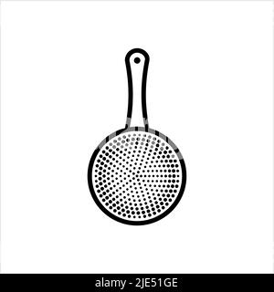 Icône de la passoire, cuisine Cullprêteur ustensile icône Vector Art Illustration Illustration de Vecteur