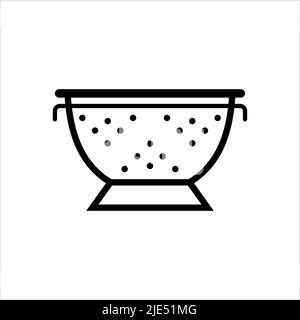 Icône de la passoire, cuisine Cullprêteur ustensile icône Vector Art Illustration Illustration de Vecteur