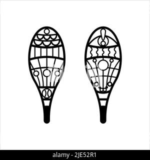 Icône des raquettes traditionnelles, illustration de l'art vectoriel des équipements de neige d'hiver Illustration de Vecteur