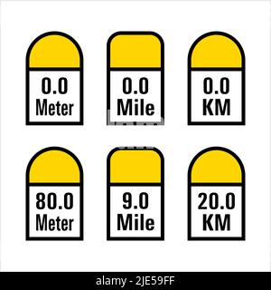 Icône jalon, détail de distance du côté de la route Illustration du vecteur de pierre Illustration de Vecteur