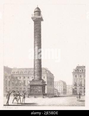 Au premier plan, les soldats soulignent le pilier paéen de la place Vendôme, vue de la colonne Austerlitz de la place Vendôme à Paris vue de la colne de la place Vendôme à Paris, visages de Paris (titre de la série)., imprimerie : Jean Baptiste Arnout, (mentionné sur l'objet), imprimeur : François Séraphin Delpech, (mentionné en objet), Paris, 1820, papier, h 317 mm - l 244 mm Banque D'Images