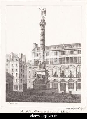 Vue de la Fontaine du palmier à la place du Châtelet à Paris vue de la fontaine de la place du Châtelet à Paris, petits visages de Paris (série titre), imprimerie : Jean ArnBaptiste Out, (mentionné sur objet), imprimeur : François Séraphin Delpech, (mentionné sur objet), Paris, 1820, papier, h 319 mm - l 244 mm Banque D'Images