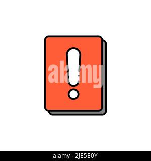 Icône de livre en point d'exclamation. Ligne, glyphe et contour rempli version colorée, intéressante présentation de livre de faits et vecteur plein signe. Symbole, logo illu Illustration de Vecteur