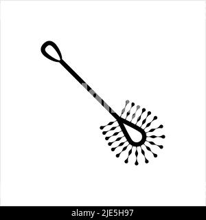 Icône brosse de toilette, brosse de nettoyage de toilettes Illustration d'art vectoriel Illustration de Vecteur