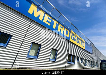 Logo du marché Metro gastro Cash & Carry à Kiel, en Allemagne Banque D'Images