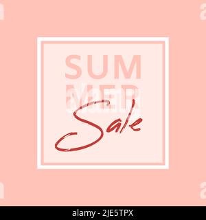 Bannière solde d'été. Phrase de vente d'été sur fond rose. Illustration vectorielle. Illustration de Vecteur