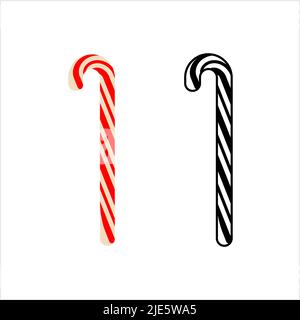 Icône Candy Cane, icône Sweet Candy Cane, illustration de l'art vectoriel de l'icône Festival Candy Cane Illustration de Vecteur