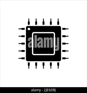 Icône CPU, illustration de l'illustration vectorielle de l'unité centrale de traitement Illustration de Vecteur