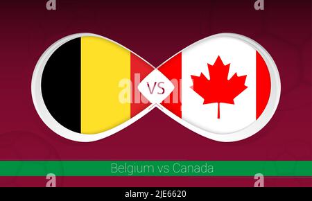 La Belgique contre le Canada dans la compétition de football, Groupe A. contre l'icône sur fond de football. Illustration vectorielle. Illustration de Vecteur