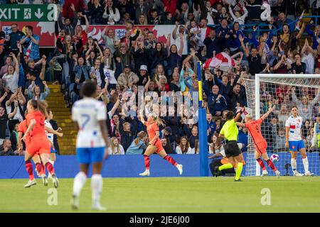 Vendredi 24th juin 2022. L'Angleterre célèbre. Angleterre contre pays-Bas. International friendly at Elland Road (Leeds, Royaume-Uni). Banque D'Images