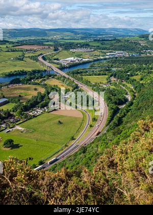 Vue sur Friarton Bridge, sur la M90, Perth, Écosse Banque D'Images