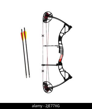 Noeud de chasse moderne composé. Une arme ancienne avec une touche moderne. Isoler sur un fond blanc. Banque D'Images