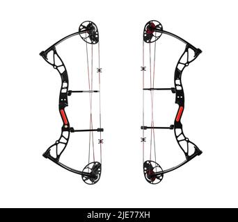 Noeud de chasse moderne composé. Une arme ancienne avec une touche moderne. Isoler sur un fond blanc. Banque D'Images