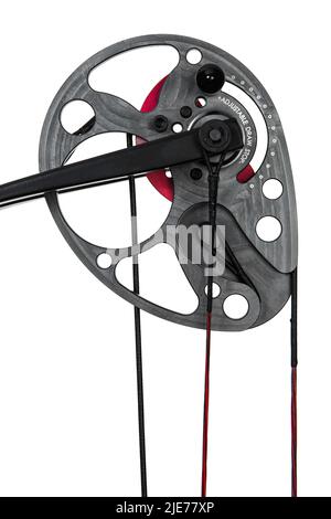 Noeud de chasse moderne composé. Une arme ancienne avec une touche moderne. Isoler sur un fond blanc. Banque D'Images