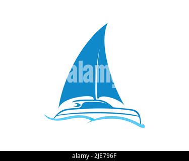 Simple et créatif Catamaran à voile avec style Silhouette Illustration de Vecteur