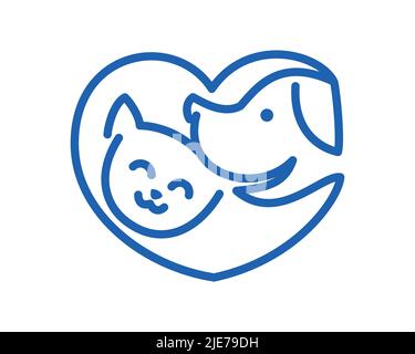 Animaux de compagnie Amour ou chat et chien combiné avec la forme d'amour Illustration de Vecteur
