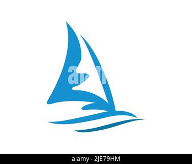 Voile Catamaran ou Voilier sur l'océan visualisé avec simple Touch Illustration de Vecteur