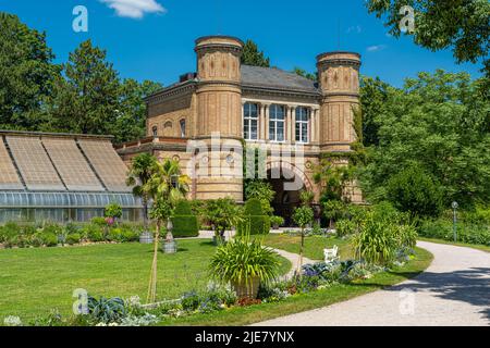 Entrée aux jardins botaniques du château, Karlsruhe, Bade-Wurtemberg, Allemagne Banque D'Images