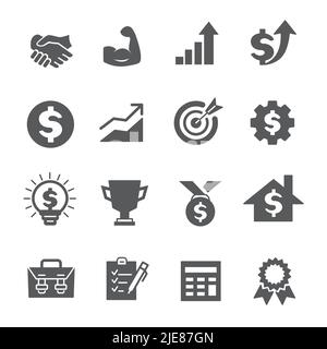 ensemble de modèles d'icônes de réussite d'entreprise Illustration de Vecteur