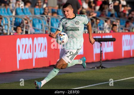 Toronto, Canada. 25th juin 2022. Ronaldo Cisneros (29) en action pendant le match MLS entre le Toronto FC et le Atlanta United FC à BMO Field. Le match s'est terminé en 2-1 pour Toronto FC. Crédit : SOPA Images Limited/Alamy Live News Banque D'Images