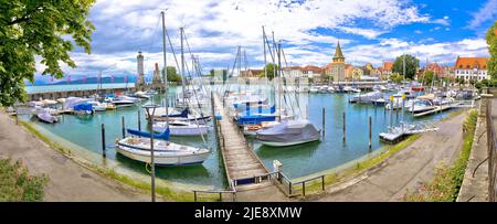 Ville de Lindau sur le lac de Bodensee vue panoramique, région de Bavière en Allemagne Banque D'Images