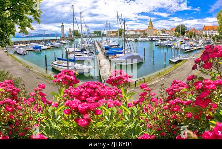 Ville de Lindau sur le lac de Bodensee vue panoramique, région de Bavière en Allemagne Banque D'Images