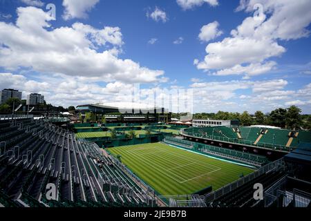 Une vue d'ensemble avant le championnat de Wimbledon 2022 au All England Lawn tennis and Croquet Club, Wimbledon. Date de la photo: Dimanche 26 juin 2022. Banque D'Images