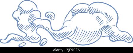 Mise en plan du nuage bleu. Forme fumée dessinée à la main Illustration de Vecteur