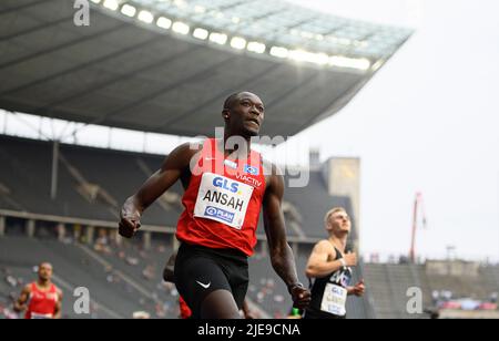 Owen ANSAH, vainqueur de la jubilation (HSV Hambourg Hambourg Hambourg / 1st place), finale masculine 100m aux Championnats d'athlétisme allemands de 25 juin 2022 2022, de 25 juin. - 06/26/2022 à Berlin/Allemagne. ÃÂ Banque D'Images