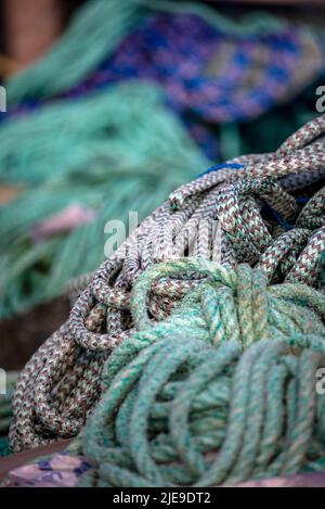 Filets de pêche à Kamøyvær, municipalité de Nordkapp, Norvège Banque D'Images