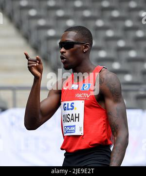 Owen ANSAH (HSV Hambourg Hambourg Hambourg Hambourg) Gesture, Gesture, hommes 100m demi-finales sur les championnats d'athlétisme allemands 25 juin 2022 2022, de 25 juin. - 06/26/2022 à Berlin/Allemagne. ÃÂ Banque D'Images