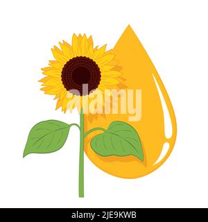 grosse goutte jaune d'huile de tournesol isolée sur blanc Illustration de Vecteur