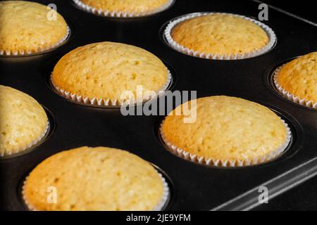 Cupcakes, muffins au four électrique : gros plan Banque D'Images