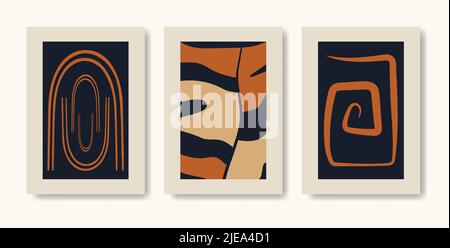 Ensemble d'illustrations esthétiques abstraites et minimalistes de terracota. Illustration de Vecteur