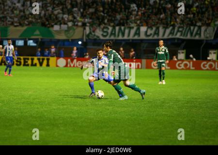 Florianopolis, Santa Catarina, Brésil. 26th juin 2022. Championnat brésilien de football: Avai vs Palmeiras. 26 juin 2022, Florianopolis, Santa Catarina, Brésil: Match de football entre avai et Palmeiras, valable pour 14th tours du Championnat brésilien de football, tenu au stade de Ressacada, à Florianopolis, Santa Catarina, le dimanche (26). Le match s'est terminé par une égalité de 2-2. Credit: Douglas Silveira/Thenews2 (Credit image: © Douglas Silveira/TheNEWS2 via ZUMA Press Wire) Banque D'Images