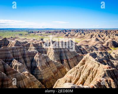 Le mur des Badlands aux Big Badlands donne sur le parc national des Badlands, dans le sud des États-Unis de Dakoya Banque D'Images