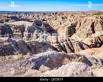 Le mur des Badlands aux Big Badlands donne sur le parc national des Badlands, dans le sud des États-Unis de Dakoya Banque D'Images