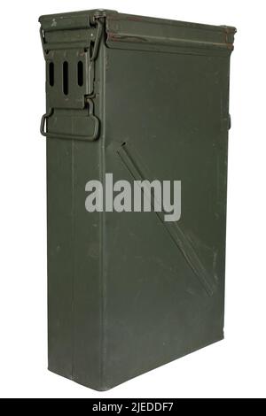 AMMO CAN pour 81mm mortiers de cartidge isolés sur fond blanc Banque D'Images