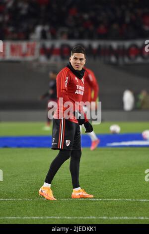 Buenos Aires, Arg - 27 juin. Juan Fernando Quintero de River plate lors d'un match de la Ligue de FP entre River et Lanús à l'Estadio Monumental. Banque D'Images